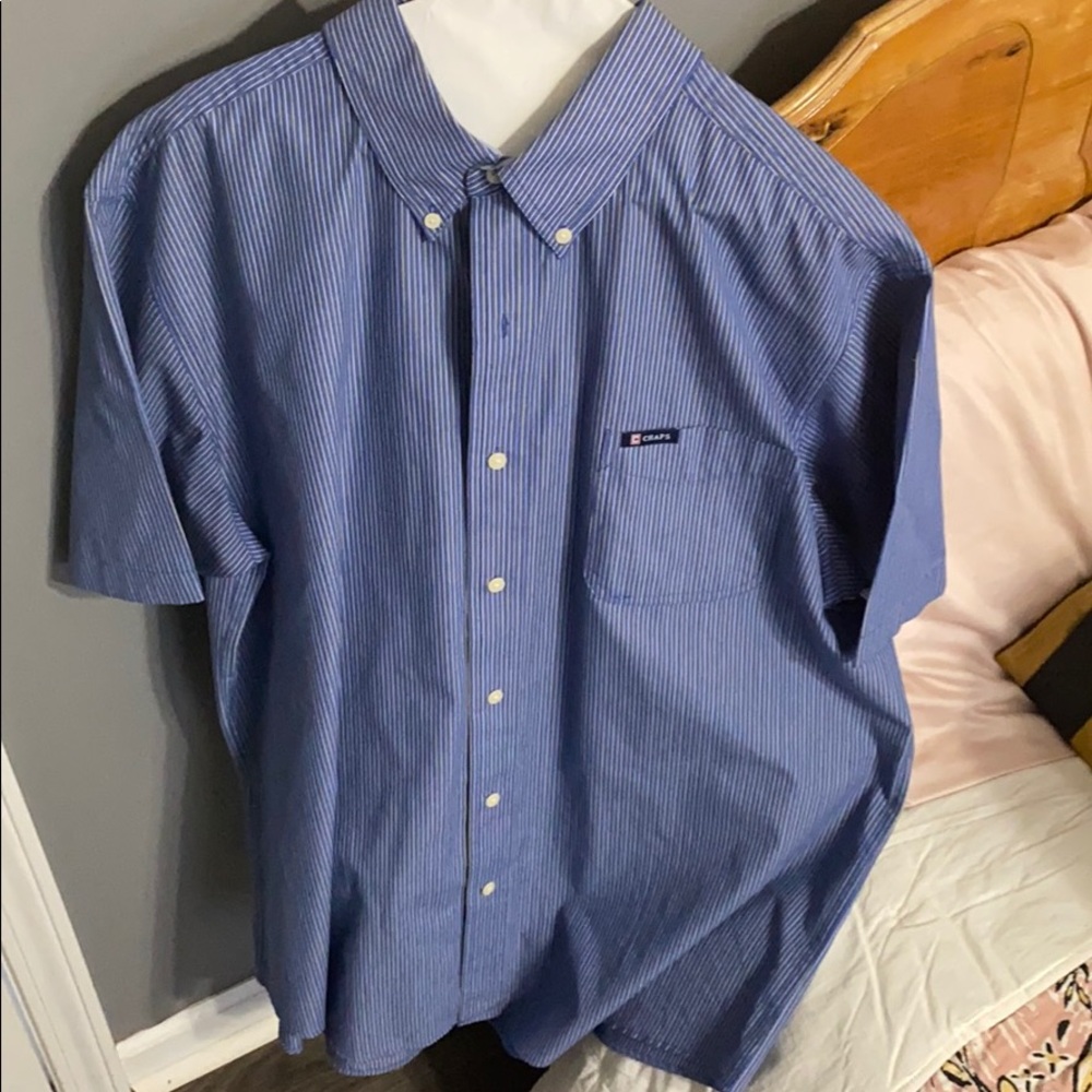 Chaps Navy short sleeve button down XL